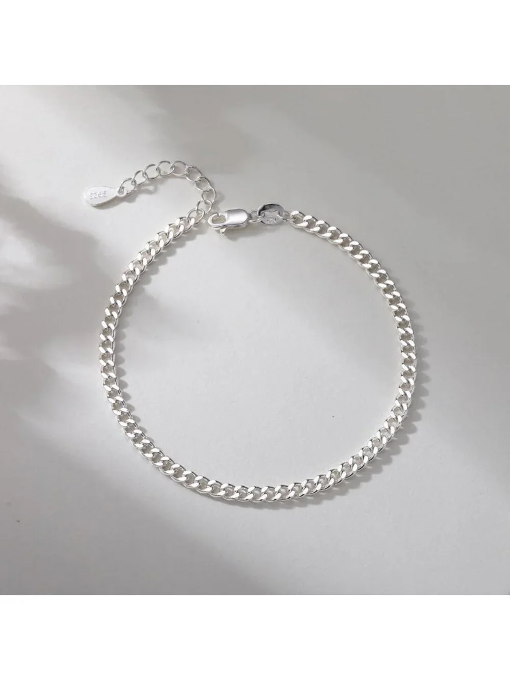 925 Sterling Silver Diamond-Cut Cuban Link Chain Bracelet for Women, 6.5-8